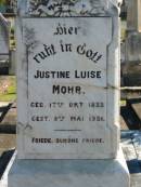 
Justine Luise MOHR
geb 17 Okt 1833
gest 8 Mai 1921

Bethania (Lutheran) Bethania, Gold Coast
