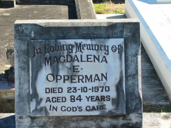 Magdalena R OPPERMAN  | 23 Oct 1970  | aged 84  |   | Bethania (Lutheran) Bethania, Gold Coast  | 