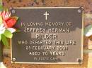 
Jeffrey Herman PILDER,
died 21 Feb 2001 aged 70 years;
Bribie Island Memorial Gardens, Caboolture Shire

