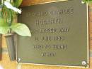 
Leonard Charles HOGARTH,
died 12 June 1999 aged 70 years;
Bribie Island Memorial Gardens, Caboolture Shire
