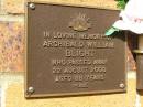 
Archibald William BLIGHT,
died 22 Aug 2000 aged 88 years;
Bribie Island Memorial Gardens, Caboolture Shire

