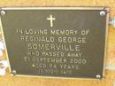 
Reginald George SOMERVILL,
died 21 Sept 2000 aged 74 years;
Bribie Island Memorial Gardens, Caboolture Shire
