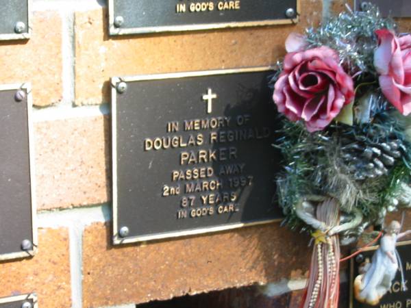Douglas Reginald PARKER,  | died 2 March 1997 aged 87 years;  | Bribie Island Memorial Gardens, Caboolture Shire  | 
