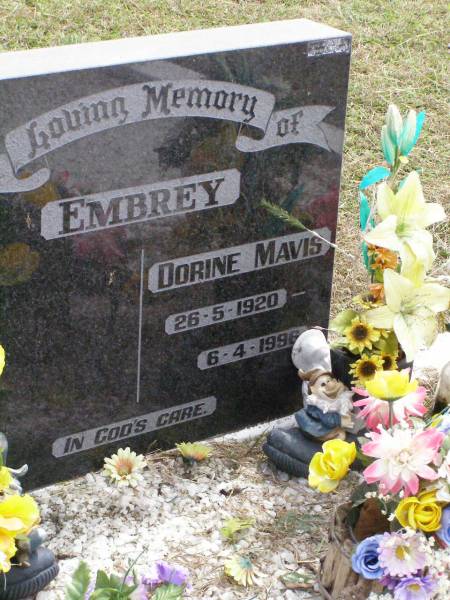 Dorine Mavis EMBREY,  | 26-5-1920 - 6-4-1996;  | Coleyville Cemetery, Boonah Shire  | 