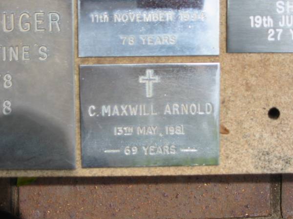 C Maxwill ARNOLD  | 13 May 1981, aged 69  | Saint Augustines Anglican Church, Hamilton  |   | 