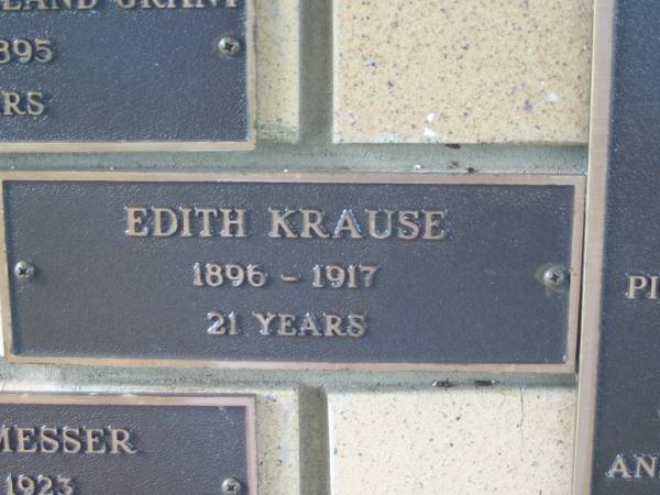 Edith KRAUSE,  | 1896 - 1917 aged 21 years;  | Engelsburg Methodist Pioneer Cemetery, Kalbar, Boonah Shire  | 
