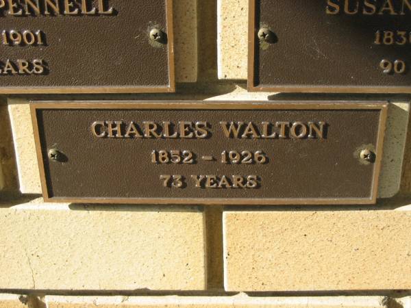 Charles WALTON,  | 1852  - 1926 aged 73 years;  | Engelsburg Methodist Pioneer Cemetery, Kalbar, Boonah Shire  | 