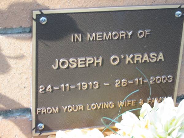 Joseph O'KRASA, 24-11-1913 - 26-11-2003;  | Logan Village Cemetery, Beaudesert  | 