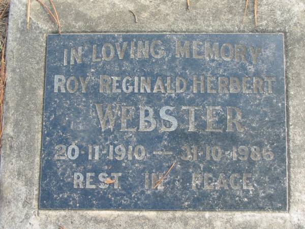 Roy Reginald Herbert WEBSTER 20-11-1910 - 31-10-1986;  | Logan Village Cemetery, Beaudesert  | 