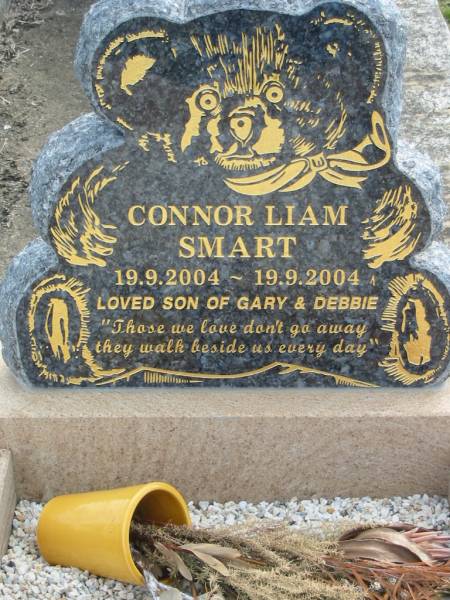 Connor Liam SMART,  | 19-9-2004 - 19-9-2004,  | son of Gary & Debbie;  | Marburg Lutheran Cemetery, Ipswich  | 