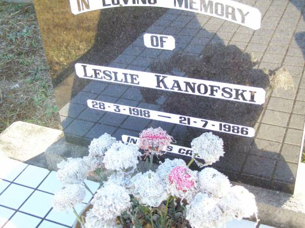 Leslie KANOFSKI,  | 28-3-1918 - 21-7-1986;  | St Johns Evangelical Lutheran Church, Minden, Esk Shire  | 