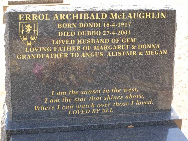 Errol Archibald MCLAUGHLIN,  | Cemetery,  | Nyngan, New South Wales  | 