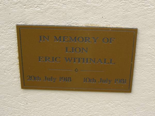 Eric WITHNALL  | b: 20 Jul 1918  | d: 10 Jul 1981  |   | Lions Club Memorial Wall - Woombye  | 