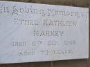 
Ethel Kathleen MARKEY,
died 6 Sept 1968 aged 73 years;
Yangan Anglican Cemetery, Warwick Shire

