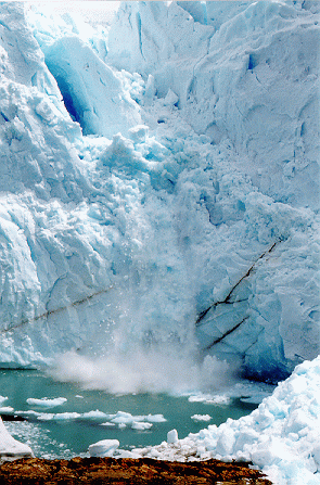 Perito Mereno Glacier calving into Lake Argentina 