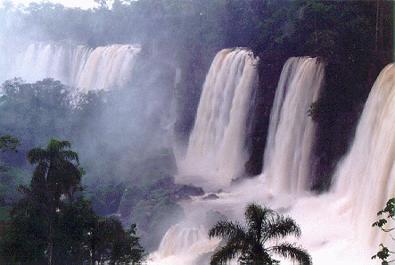 Iguassu Falls are on the border of Argentina, Brazil, and
Paraguay.
