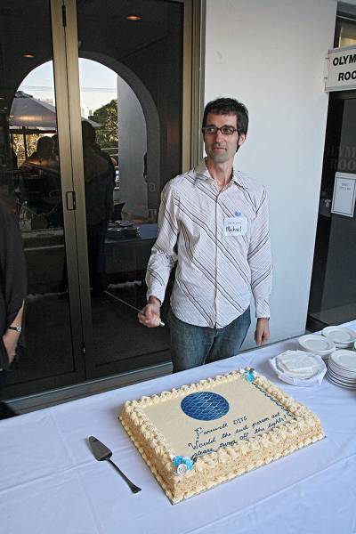 Michael Lawley and the farewell cake,  | DSTC Farewell Symposium, 28 July 2005  | 