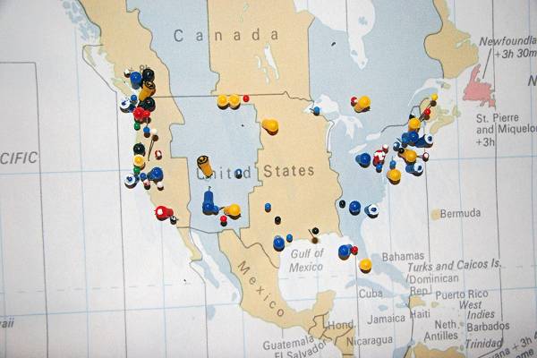 DSTC world travel map, we went to North America a lot!,  | DSTC Farewell Symposium, 28 July 2005  | 