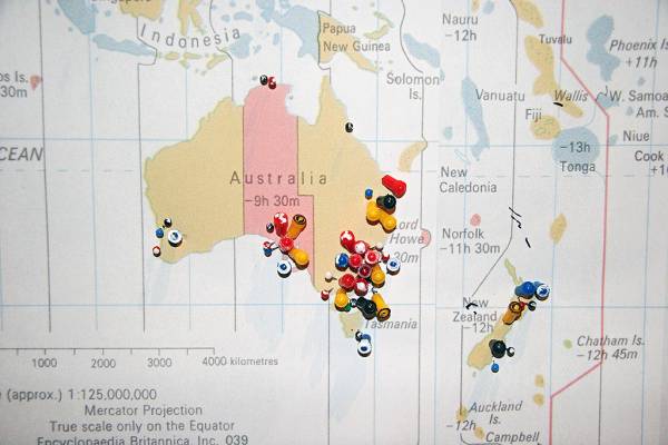 DSTC travel map, we were in Australia a lot,  | DSTC Farewell Symposium, 28 July 2005  | 