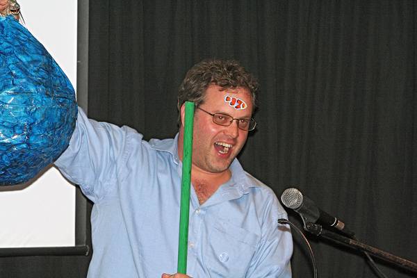 Andrew Loch and his DSTC Lolly Fish Pinata,  | DSTC Farewell Symposium, 28 July 2005  | 