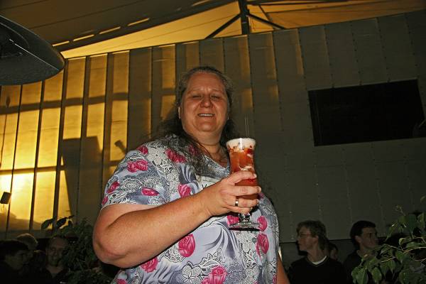 Kerry Raymond with Tinni's mocktail,  | DSTC Farewell Symposium, 28 July 2005  | 