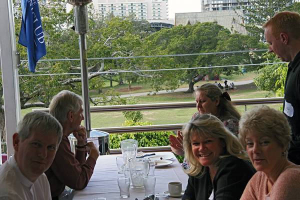 [across the front] Rob McArthur, Ann Godfrey, Orme Appleford,  | DSTC Farewell Symposium, 28 July 2005  | 