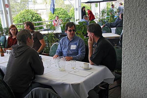 Ian Lister [back], Ray Smith, Tony O'Hagen,  | DSTC Farewell Symposium, 28 July 2005  | 