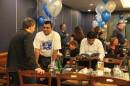 Everyone eating and talking 