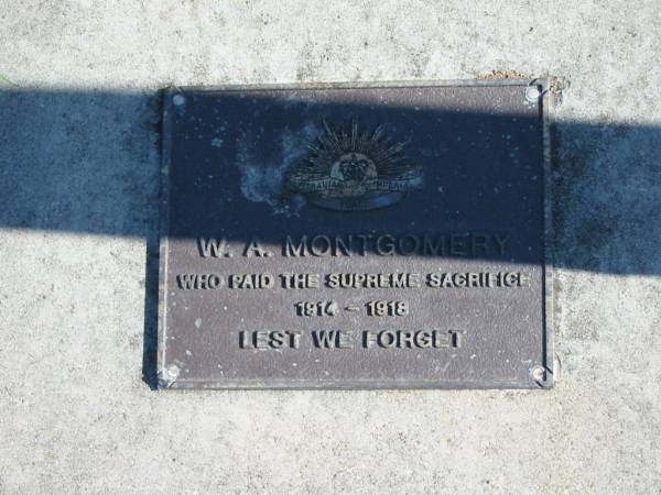 W A MONTGOMERY  | who paid the supreme sacrifice 1914 - 1918  | Canungra War Memorial  | 