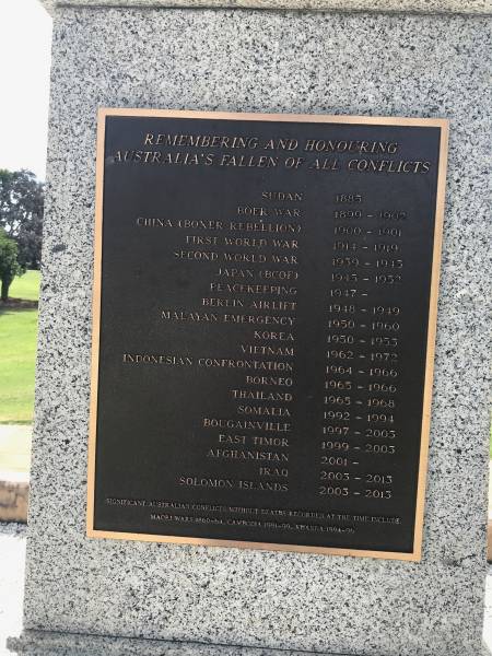 <a href='Conflicts.html'>Conflicts</a>  |   |   | Graceville War Memorial (Sherwood Shire)  |   |   | 