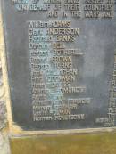William ADAMS Clark ANDERSON Reginald BANKS Dorothy BELL Herbert BOTHERILL Robert BROWN George BURNS Jack CALLAGHAN Fred COOKMAN Henry DAVIES Stanley EDMUNDS Archie FENN Alfred "Wally" FRANCIS Mervyn GRAHAM Leslie HOLMAN Norman HONEYBONE  ISA Memorial Park, Inala Branch of Incapacitated Servicemen and Women's Association  