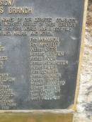 Eric McMAHON Roy McQUILTY Walter OATES Bernard OUSTON Arthur POOR James RICHARDSON Robert ROLFE John SCHAFER James SKINNER George SMITH Maxwell STAFFORD Edward TAYLOR John THOMPSON Ivan WALKER Cecil WOODROW  ISA Memorial Park, Inala Branch of Incapacitated Servicemen and Women's Association  