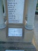  T BRETT O BONWICK S BLAKE T COSS J CUGLEY C CROSS J COOK J CATON W CATON H CAREY J CUNNINGHAM R CUNNINGHAM F CROSS G DEBOIS G EXELL A EVANS R HORNE Killarney War Memorial - Warwick Shire 