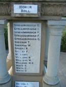 O SPREADBOROUGH I SPREADBOROUGH R SPREADBOROUGH F SPREADBOROUGH G SPREADBOROUGH T SHEEHAN W SHEEHAN B SPEEPS F SOLWAY T WILLIAMS B WILLIAMS W WILLIAMS W E WILLIAMS S WHITE C WHITE D WHITE  A WATSON  Killarney War Memorial - Warwick Shire 
