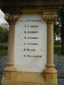 JW Peachey PT James R  Stewart W  Stewart G  Stewart D  Wilkie W  Williamson  Pimpama and Ormeau War Memorial, Gold Coast 