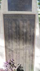 1914-1918  ANDERSON CC ANDERSON T ALEXANDER C ALEXANDER H ALLUM N ANDREWS BECKER C BECKER G BECKER F BECKER J BARRON M J BOURKE P BRIGGS C BRIGGS S BATCHELOR H BARNETT S BENNETT J BROWNE J BROWNE A BROWNE R CLARKE C E CLARKE F CLARRIS G CLARRIS E CLARRIS C CLARKE W D DEWAR A DIBDIN A C FORD W B GORRING S GATEHOUSE E P GATEHOUSE T GOLDEN L  GOLDEN F GOLDEN G GOLDEN W GRIMES A GALLAGHER O GALLAGHER L GRANGE F HICKEY W HALL W K HALL R HANNEL J HOLDER J HAY G HAMILTON C HUME R JOUNQUAY A JOUNQUAY Fred JOUNQUAY Frank KALLQUIST V LEE G LYNCH T LAMBERT C N MEAGHER J V MUNDELL D MASON R McGUIRE G F McLENNAN K C McNAMARA J NOLAN W O'BRIEN O'SULLIVAN F Snr O'SULLIVAN F Jnr PRIOR T  PRESHO W PHIPPS H QUIGLEY A RIGBY T B RIGBY J R RAHAL J R RAHAL F RYAN M E SCOTT C SCOTT H SCOTT A A SCOTT W SCOTT F SPENCER F SUTTON J SHEA J SMITH D THOMPSON F THURSBY D WALSH F WILLIAMS F WILLIAMS J WILEY WRIGHT H WISE F NICE R GORMAN T PATCH T H JENKINS Wm R BUCKINGHAM H L UPIDGE G BLACKLER A  NELSON R RYAN T C PARISH J LAWTON WW REYNOLDS A COMFORD C FOLLINGTON F ROSS H RIDGE G SMITH David SORLEY W STONE A COSTELLO W CORK A B CORK R F DAVIDSON H W GRIFFEN S CHANT B MILES W WOODROW W H HAMLYN T S HAMLYN L C HAMLYN R H PULSFORD F DASCOMBE E MILLER B PRESHO J DAVID R H BARNES F C WOODSIDE J  Taroom War Memorial  