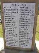 1914 - 1918 Best R Brocklebank T Brocklebank  H Boyle D Barnard B Bayley F C Buckley J Barnes E W Barnes E J Barrett C J Crozier F J Crozier R Crozier T Champney G A Delpratt B B Dungay C Dalkeith E L Deifenbach A J Dewsbury W Ellwodd H Everdell W J Evans R Ferguson C J Ferguson B A Ferguson J H Gray A Harrison C Herbert C Hinchliffe V A Hinchliffe A James A Kittle A Leigh T Morris S K Morris K Morris G Manderson G Y Millinger A Newnham A O'Neill L O'Neill G Pitt I  Woodhill War Memorial, Beaudesert 