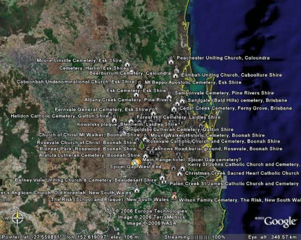 Overview map of cemeteries photographed by David Horton as at 2006  | 