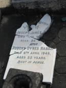 Joseph James ?? D: 17 Dec ?? aged 20  Robert Dynes HANSEN 6 Apr 1945 aged 55  Albany Creek Cemetery, Pine Rivers  