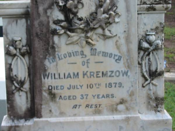 William KREMZOW  | 10 Jul 1879  | aged 37  |   | Albany Creek Cemetery, Pine Rivers  |   | 