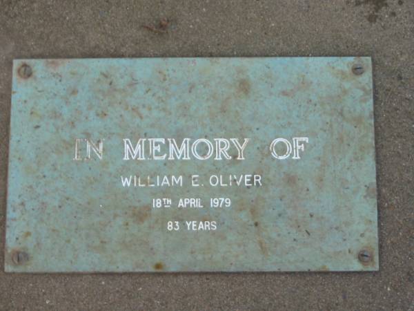 William E OLIVER  | 18 Apr 1979  | aged 83  |   | Albany Creek Cemetery, Pine Rivers  |   | 