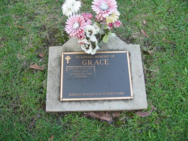 Vincent Henry GRACE  | 22 Feb 1998  | aged 75  |   | Albany Creek Cemetery, Pine Rivers  |   | 