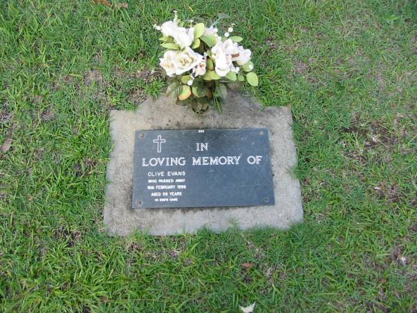 Clive EVANS  | 16 Feb 1996  | aged 59  |   | Albany Creek Cemetery, Pine Rivers  |   | 