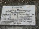 EGGERT, parents; August F.W., 24-4-1880 - 14-11-1959; Theresa L.W. nee ZILLMAN, 18-11-1887 - 2-1-1972; Alberton Cemetery, Gold Coast City 