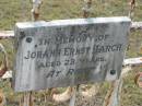 
Johann Ernst HARCH,
aged 23 years;
Alberton Cemetery, Gold Coast City
