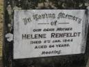 
Helene REHFELDT, mother,
died 5 Jan 1948 aged 64 years;
Alberton Cemetery, Gold Coast City
