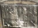 William George WEBB, uncle, died 26 April 1959 aged 85 years; Appletree Creek cemetery, Isis Shire 
