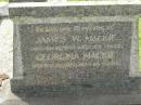 James W. MACKIE, died 21 Jan 1947 aged 63 years; Georgina MACKIE, died 30 Oct 1951 aged 68 years; Appletree Creek cemetery, Isis Shire 