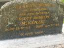 Scott Andrew MCKENZIE, son brother, born 13-12-63, died 2-9-69; Appletree Creek cemetery, Isis Shire 