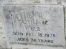 
Mary Jane WEIR,
died 18 Feb 1975 aged 78 years;
children;
Appletree Creek cemetery, Isis Shire
